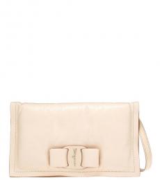 Salvatore Ferragamo Beige Viva Bow Small Crossbody Bag