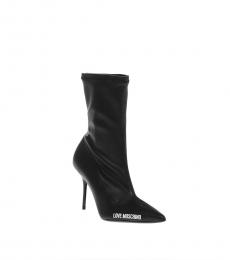 Love Moschino Black Leather Pointed Toe Boots