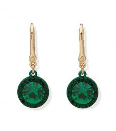 DKNY Golden Green Stone Drop Earrings