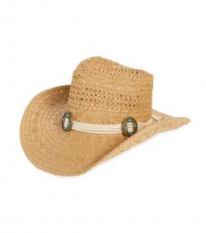 Vince Camuto Natural Embellished Braided Band Cowboy Hat