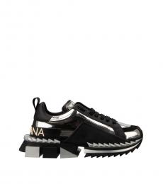 Dolce & Gabbana Black Leather Logo Sneakers