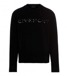 Black Studded Lettering Logo Sweater