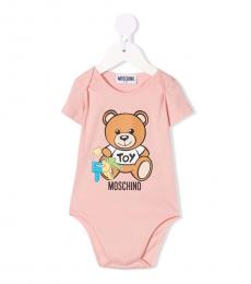 Moschino Baby Girls Pink Teddy Bodysuit
