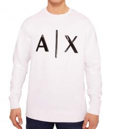 White Printed Crewneck Sweatshirt