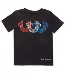 Little Boys Black Horseshoe Graphic T-Shirt
