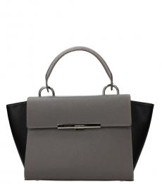Lancaster Paris Grey/Black Flap Medium Satchel