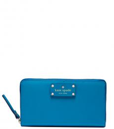 Kate Spade Omega Blue Wellesley Zip Around Wallet