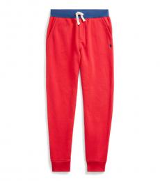 Ralph Lauren Boys Sunrise Red Twill Terry Jogger Pants
