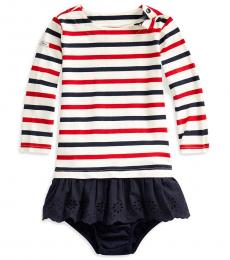 Ralph Lauren Baby Girls Clubhouse Cream Striped Dress