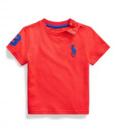 Ralph Lauren Baby Boys Racing Red Big Pony T-Shirt
