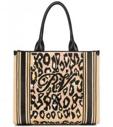 Roger Vivier Black Natural Shopper Large Tote