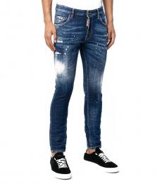 Dsquared2 Dark Blue Paint Splatter Skinny Jeans