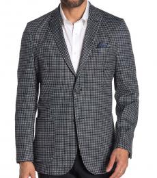 Vince Camuto Dark Grey Houndstooth Lapel Slim Fit Blazer