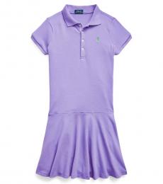 Ralph Lauren Girls Hampton Purple Stretch Mesh Polo Dress