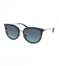 Tory Burch Navy Blue Split-Frame Phantos Sunglasses