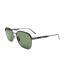Salvatore Ferragamo Antique Ruthenium-Black Square Sunglasses