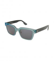 McQ Alexander McQueen Dark Green-Black Square Logo Sunglasses