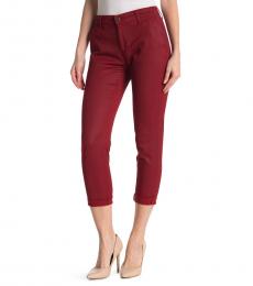 AG Adriano Goldschmied Leatherette Lt Red Amaryllis Caden Straight Crop Jeans