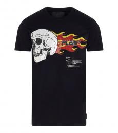 Black Skull On Fire T-Shirt