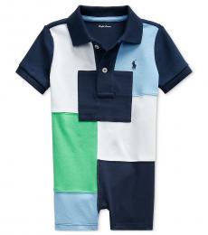 Ralph Lauren Baby Boys Navy Patchwork Polo Shortall