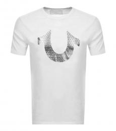 White Metallic Horseshoe Logo T-Shirt
