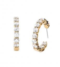 Michael Kors Golden Crystal MK Logo Hoop Earrings