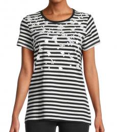Calvin Klein BlackWhite Floral Striped T-Shirt