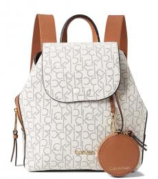 Calvin Klein White Millie Medium Backpack