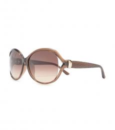 Salvatore Ferragamo Light Brown Butterfly Round Sunglasses