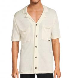 Karl Lagerfeld Natural Short Sleeve Linen Shirt