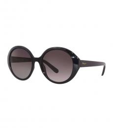 Ferragamo Black Oval Sunglasses