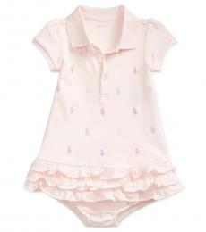 Baby Girls Delicate Pink Embroidered Polo Dress
