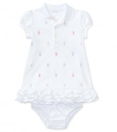 Baby Girls White Embroidered Polo Dress