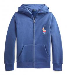 Ralph Lauren Boys Light Navy Big Pony Fleece Hoodie