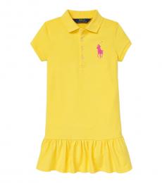 Ralph Lauren Little Girls Yellow Big Pony Polo Dress