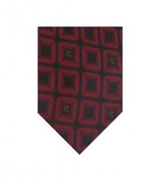Red Geometric Square Tie