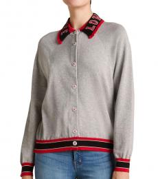 Love Moschino Grey Varsity Long Sleeve Sweater Jacket