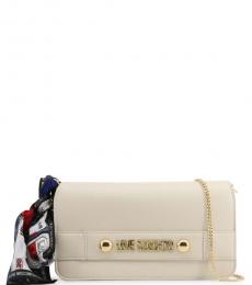 Love Moschino White Logo Plate Small Crossbody