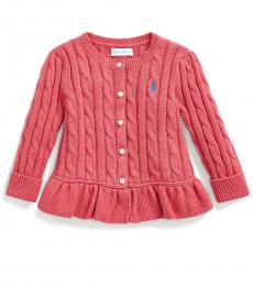 Ralph Lauren Baby Girls Geranium Heather Peplum Cardigan