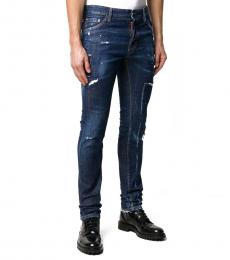 Dsquared2 Dark Blue Skinny Fit Distressed Jeans