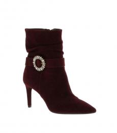 Michael Kors Maroon Viola Embellished Booties