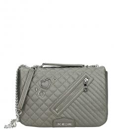 Love Moschino Grey Quilted Large Shoulder Bag