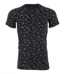 Armani Exchange Black Slim Fit Allover Logo T-Shirt