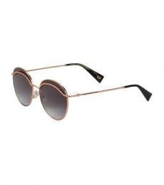 Marc Jacobs Grey-Gold Rounded Aviator Sunglasses