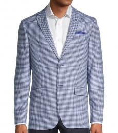 Ben Sherman Blue Standard-Fit Mini Check Coat