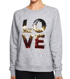 Betsey Johnson Light Grey Sequined Graphic Sweatshirt
