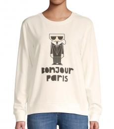 Karl Lagerfeld Soft White Bonjour Graphic Sweatshirt
