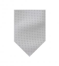 White Patterned Slim Tie