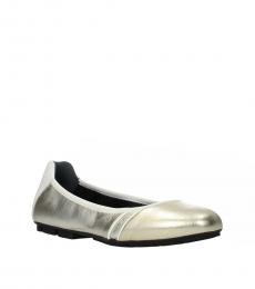 Gold Platinum Leather Ballet Flats