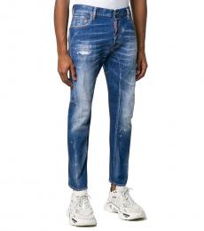 Dsquared2 Blue Printed Capri Tidy Biker Jeans